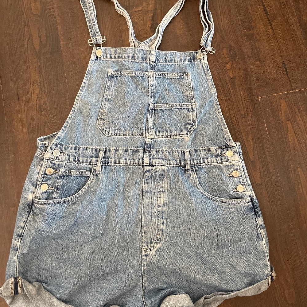 Free people denim short overalls XL